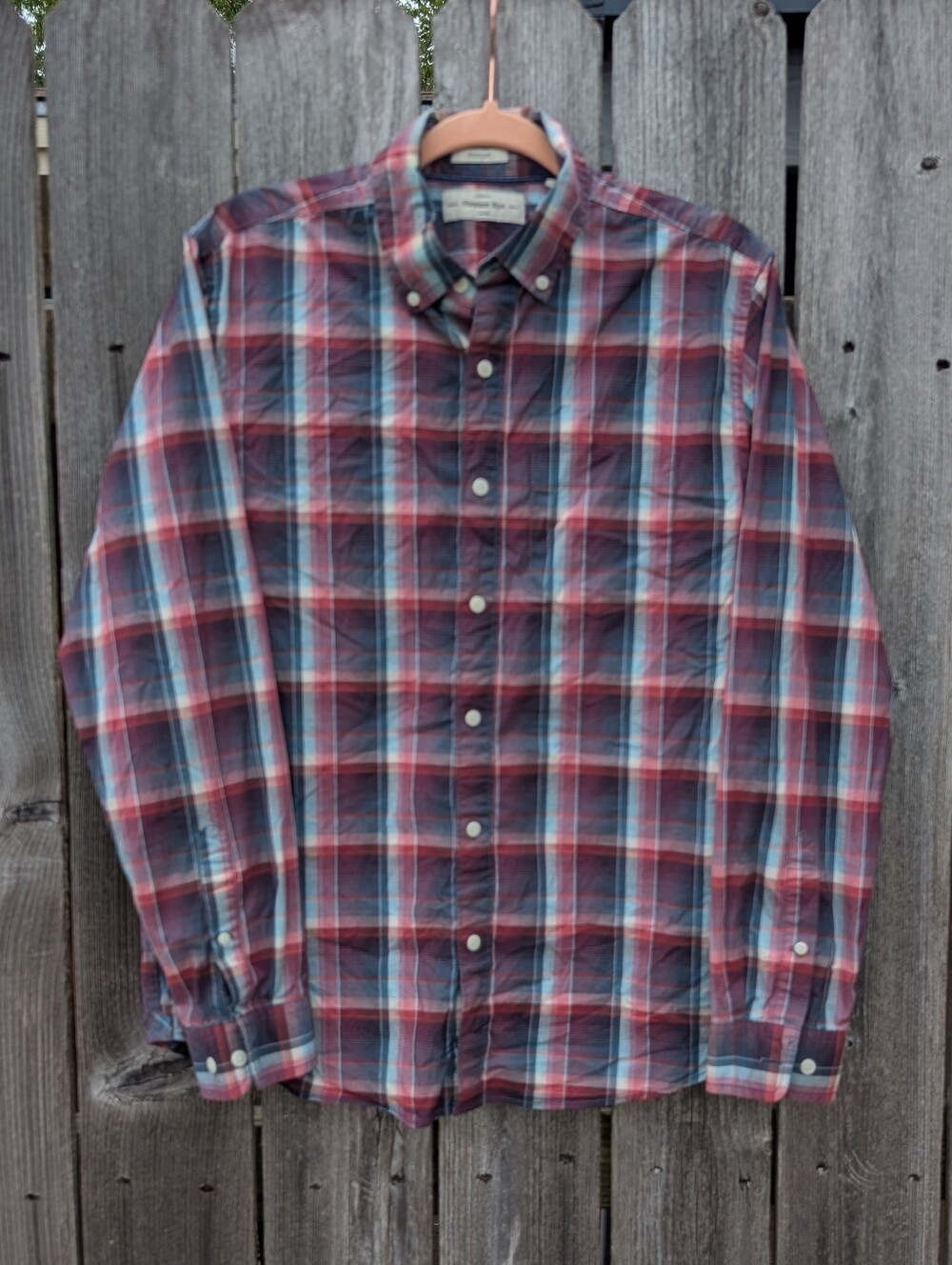 Men's Red Plaid Button-Down Shirt